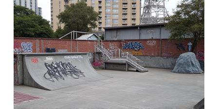 Downtown LA skate spot with graffiti