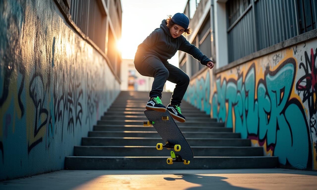 Skater performing a trick in an urban environment